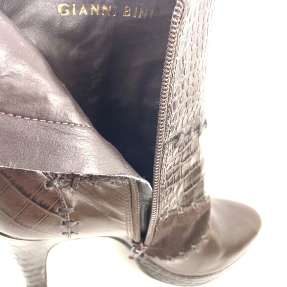 Gianni Bini Brown Patchwork Ankle Boots – Size 7.5M, 3.75” Heel - Picture 8 of 12
